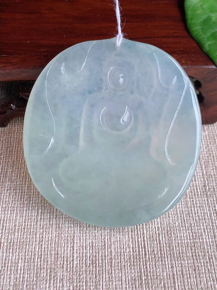 缅甸a货翡翠ddj老坑冰种晴水阿弥陀佛吊坠 整体54.3×50×5.6mm 34.42