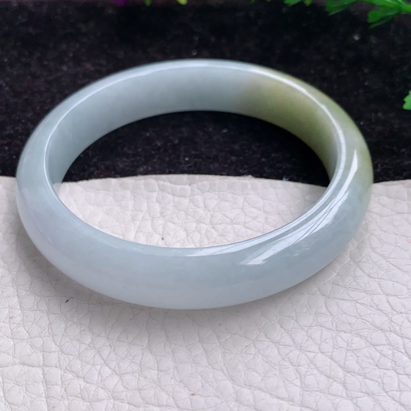 z实拍56*11.7*7缅甸翡翠A货秀美招财双彩翡翠手镯 玉镯子
