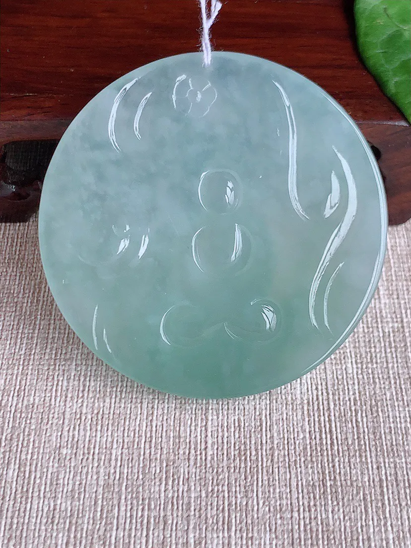 缅甸a货翡翠ddj老坑冰种晴水大日如来吊坠 整体55.6×7.3mm 44.00