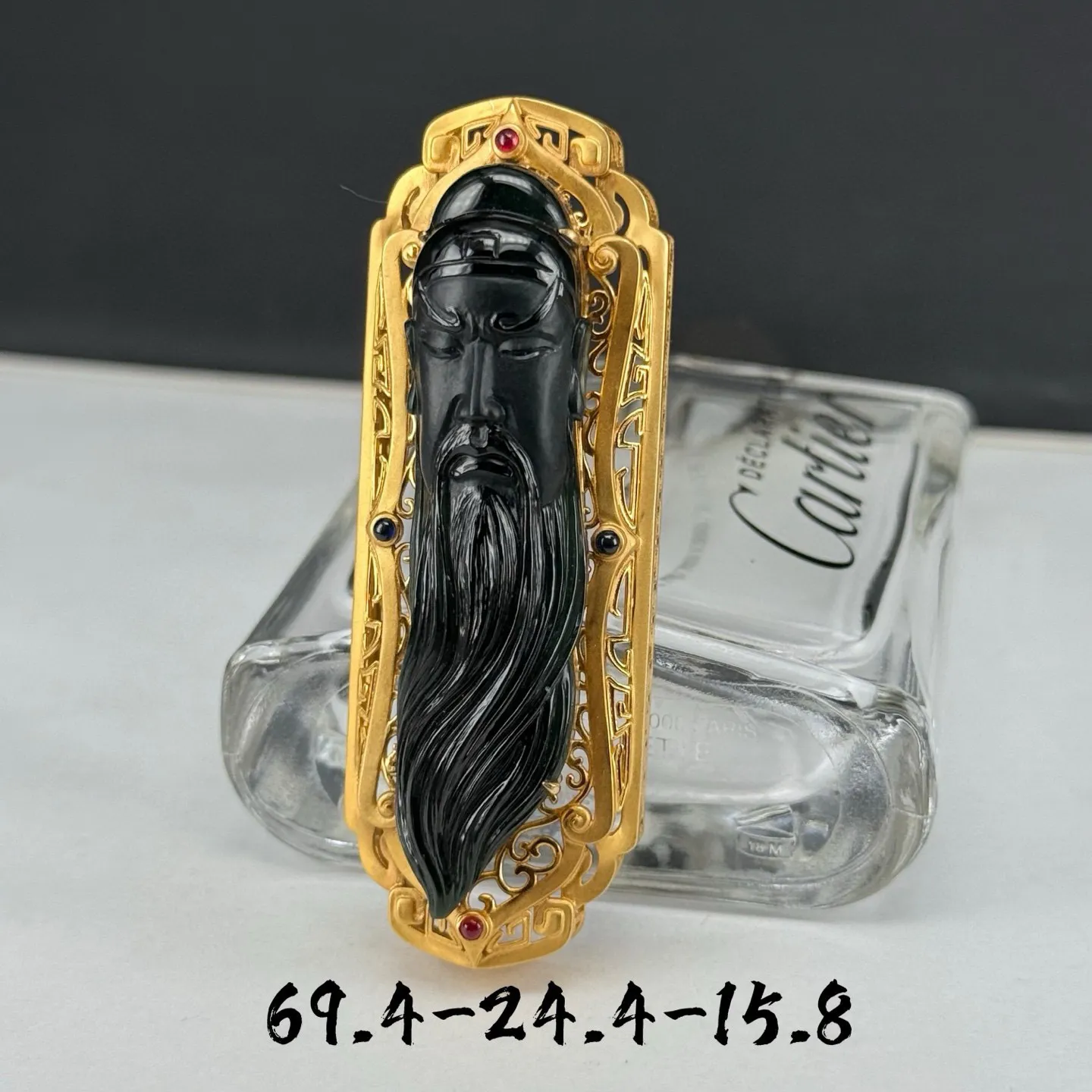 精品18k墨翠关公 种好色正 黑度极好 打灯通透 个性独特