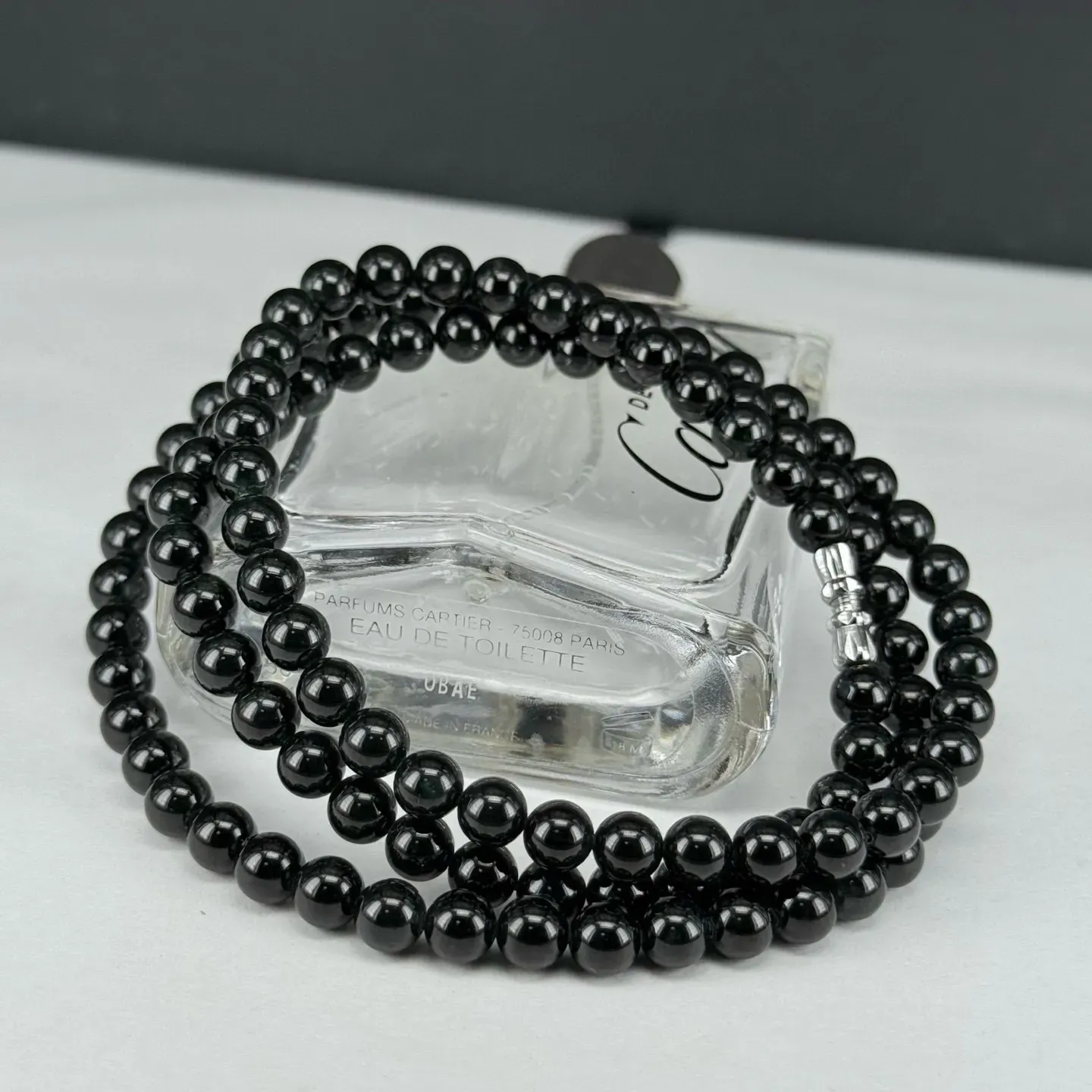 精品墨翠珠串 108颗 6.5mm 种好色正 黑度极好 打灯通透 油性十足