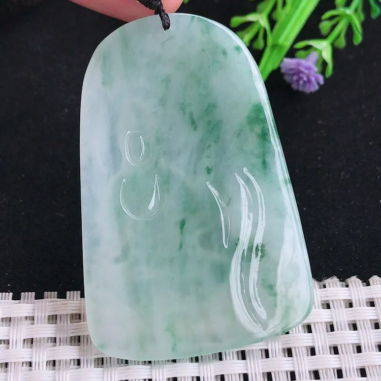 自然光老坑冰胶果冻飘花普贤菩萨吊坠守护神尺寸58.6/39.8/5.8