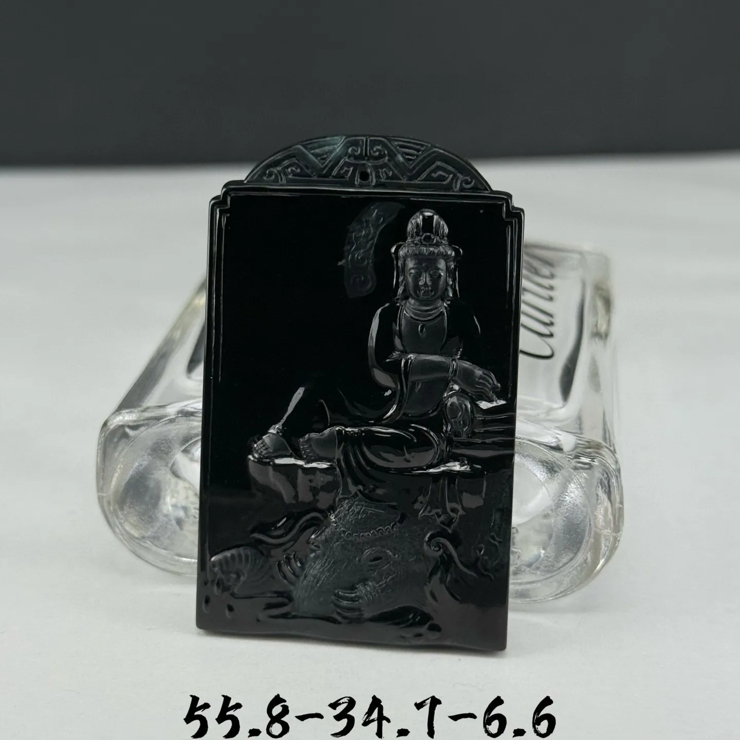 精品墨翠普贤菩萨 种好色正 黑度极好 打灯通透 油性十足