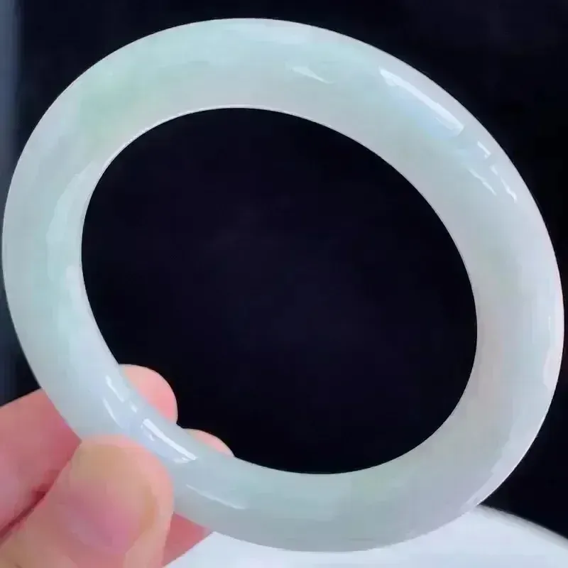 53圈好种水玉石天然翡翠A货水润有种有色飘绿手镯53.44g