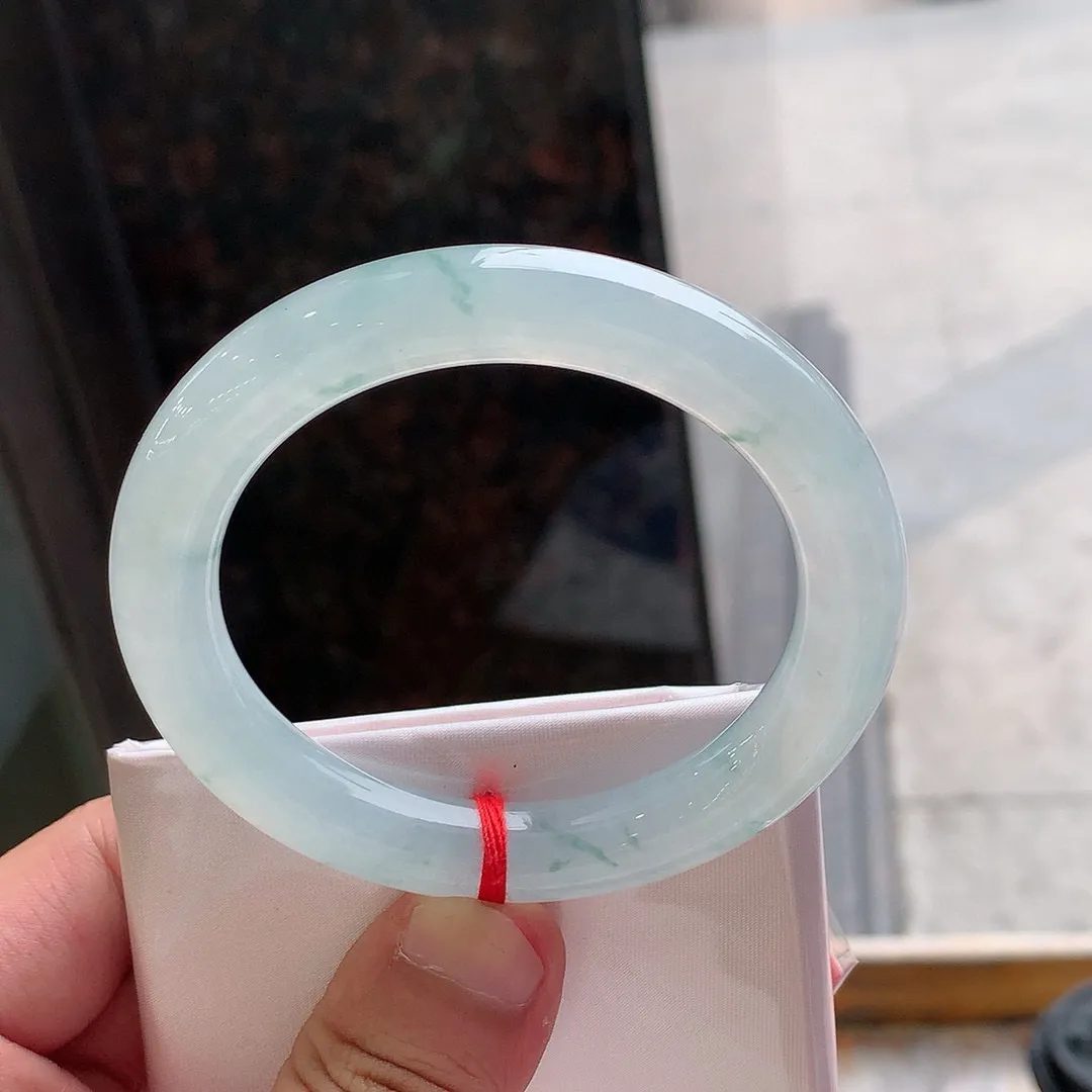 圆条冰玻飘花 无瑕 尺寸:55.2/10.2 种水好