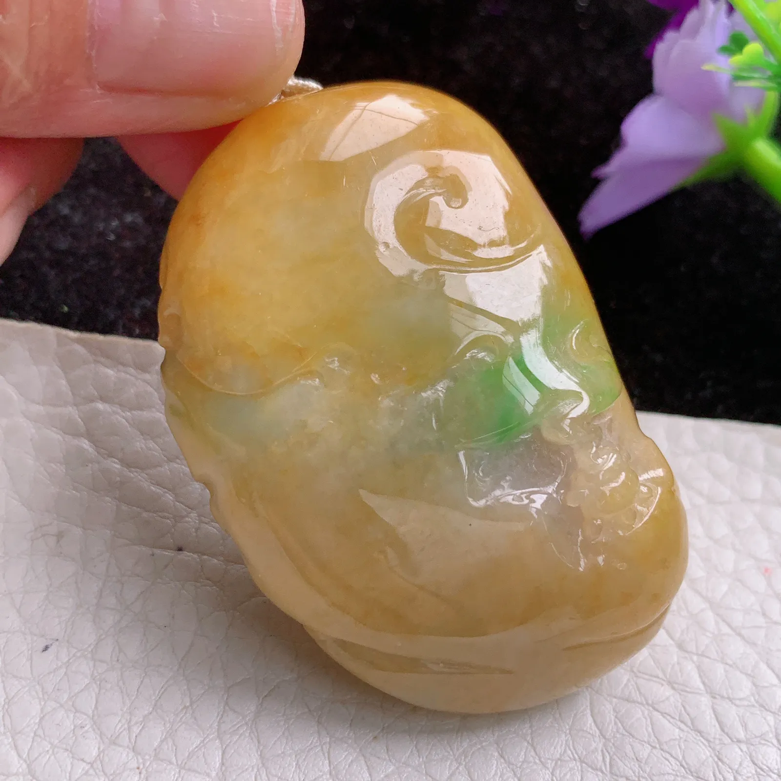 xj实拍53.8*36.5*26特色缅甸翡翠A货三彩宝宝佛 玉佛玉吊坠 玉挂件