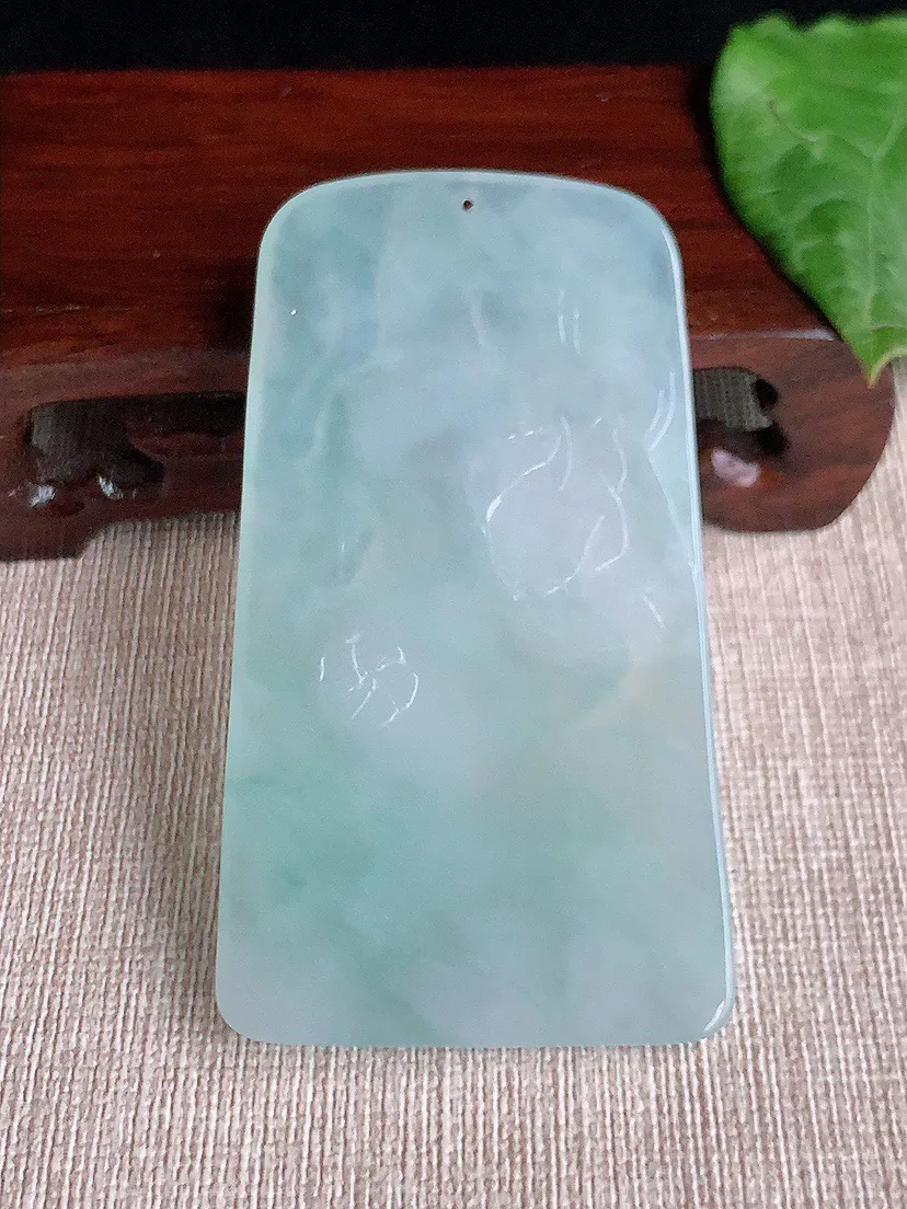 缅甸a货翡翠ddj老坑冰种晴水文殊菩萨吊坠 整体70.5×38.6×5.5mm 36.30