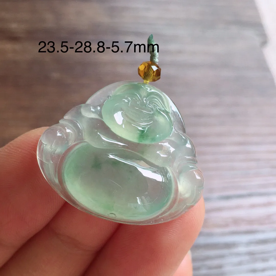 冰飘花笑佛，冰润细腻，品相饱满，种水足，整体尺寸23.5*28.8*5.7