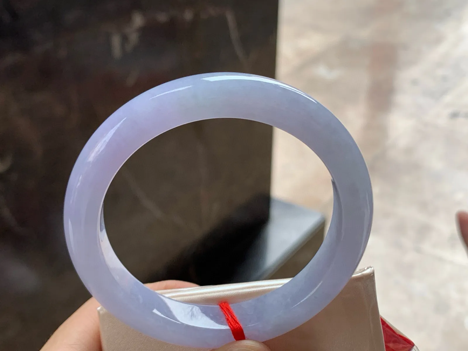 尺寸57.7/11.6/8.7，淡紫罗兰手镯
水润细腻 种老