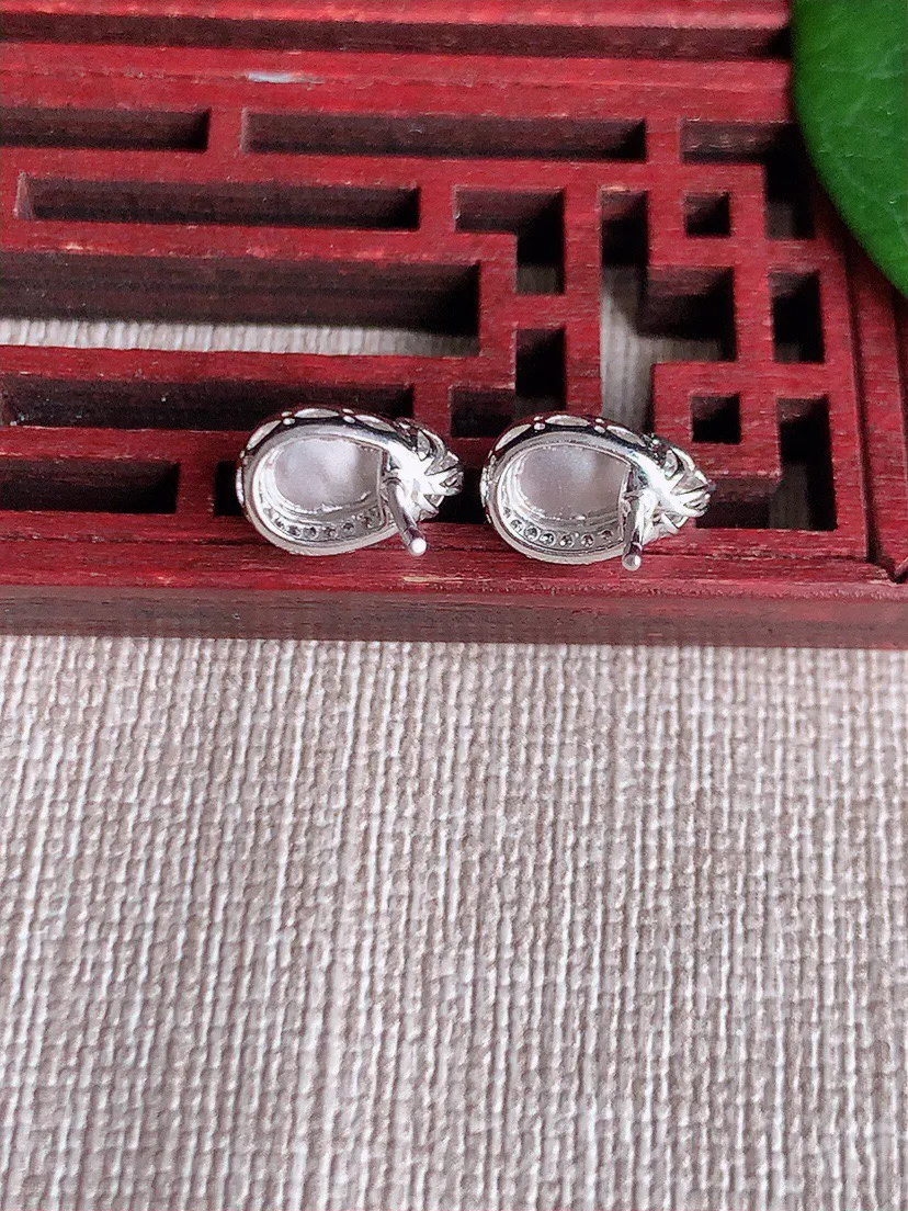 缅甸a货翡翠ddj老坑冰种18K金镶嵌黄翡水滴耳钉 整体7×4.6mm 1.95
