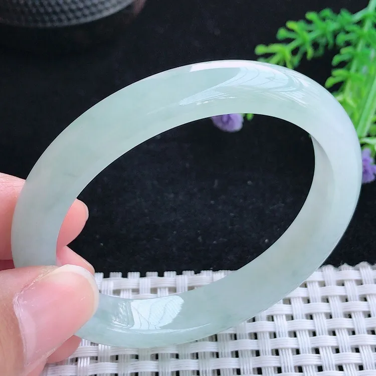 自然光53圈口老坑冰胶果冻冰晴绿贵妃手镯翡翠玉镯尺寸53/47.6/10.3/7.3