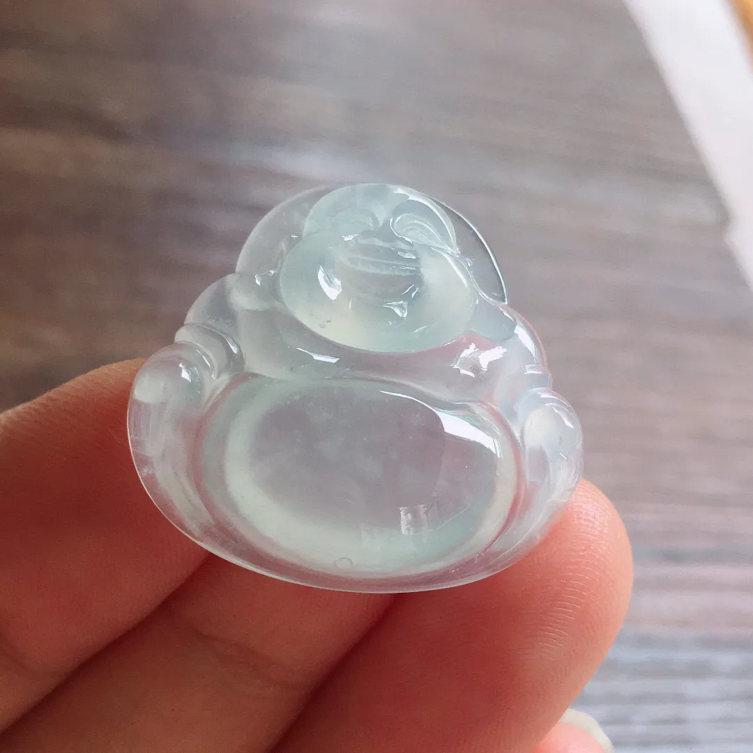 冰种笑佛，冰润细腻，品相饱满，种水足，25*27.1*5.4