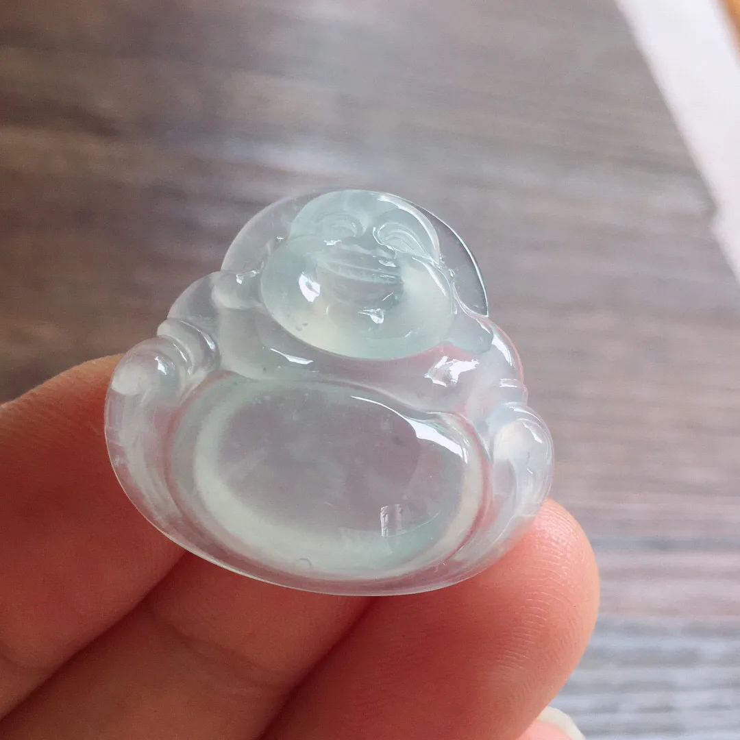 冰种笑佛，冰润细腻，品相饱满，种水足，25*27.1*5.4