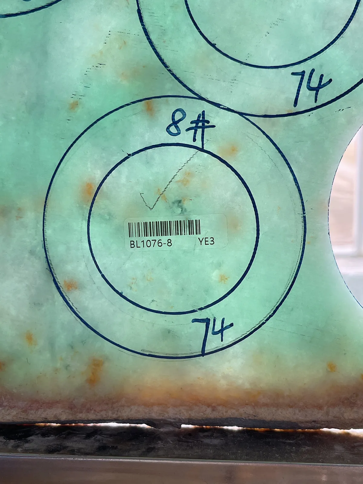 翡翠板料，⭕️正圈最大做58，圆条最大做54