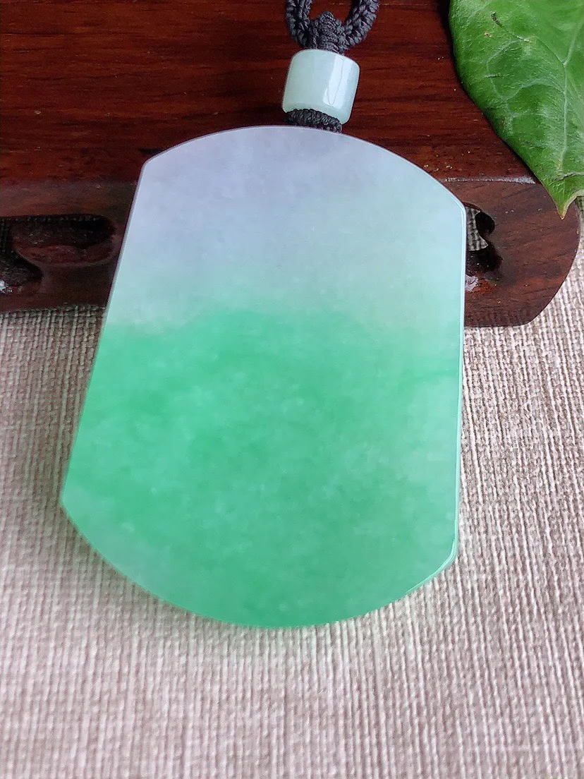 缅甸a货翡翠ddj老坑冰种飘绿无事牌吊坠 整体53.7×41.2×6mm 41.97