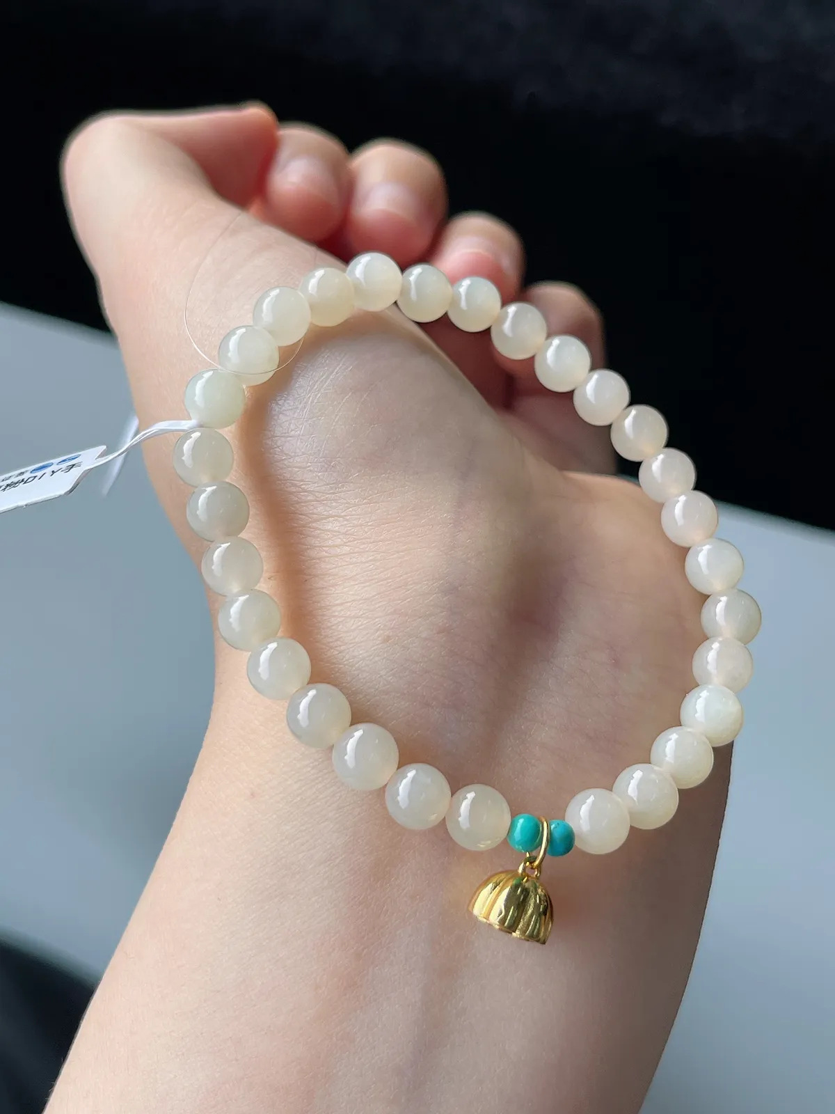 S925和田玉藕粉手链6mm
