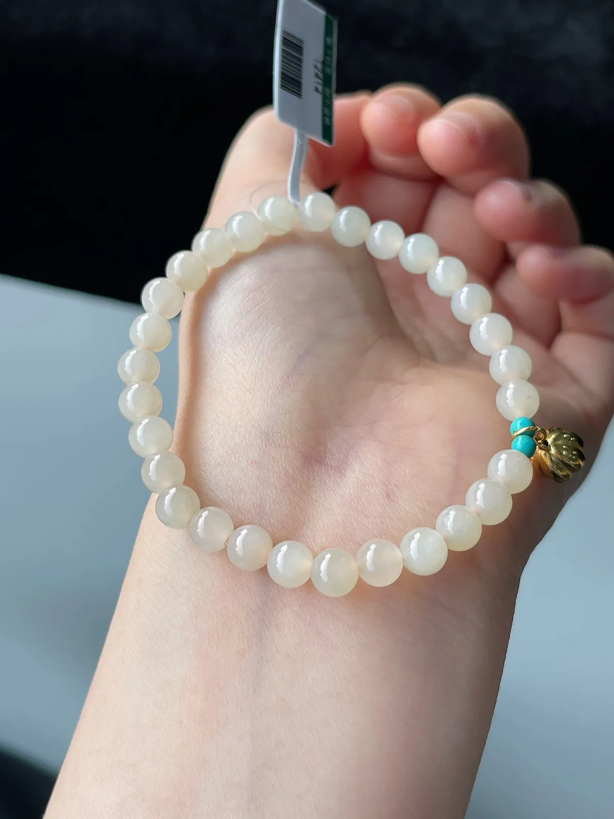 S925和田玉藕粉手链6mm