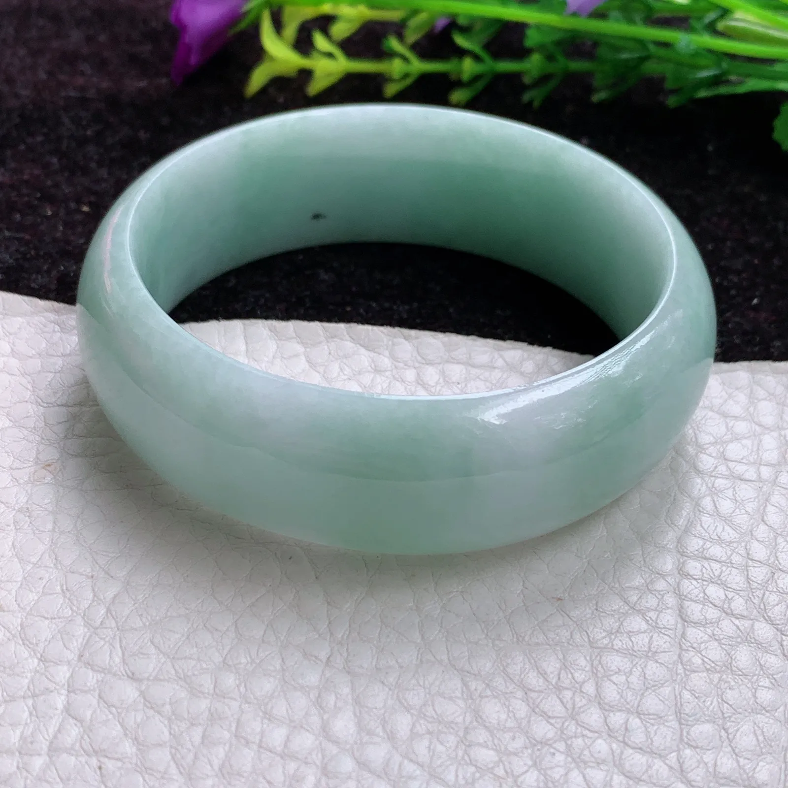 js实拍56*19.5*7.6轮胎镯 缅甸翡翠胶感清新百搭宽边玉手镯 玉手环