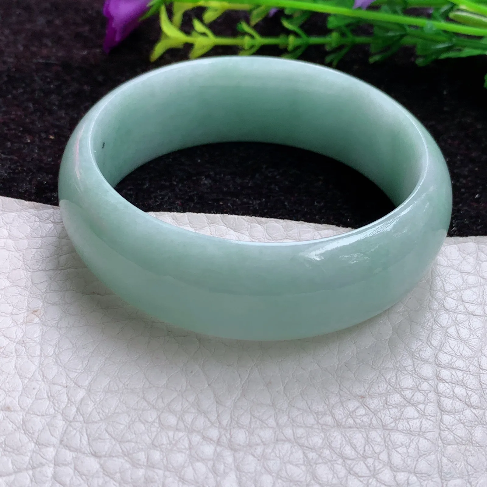 js实拍56*19.5*7.6轮胎镯 缅甸翡翠胶感清新百搭宽边玉手镯 玉手环