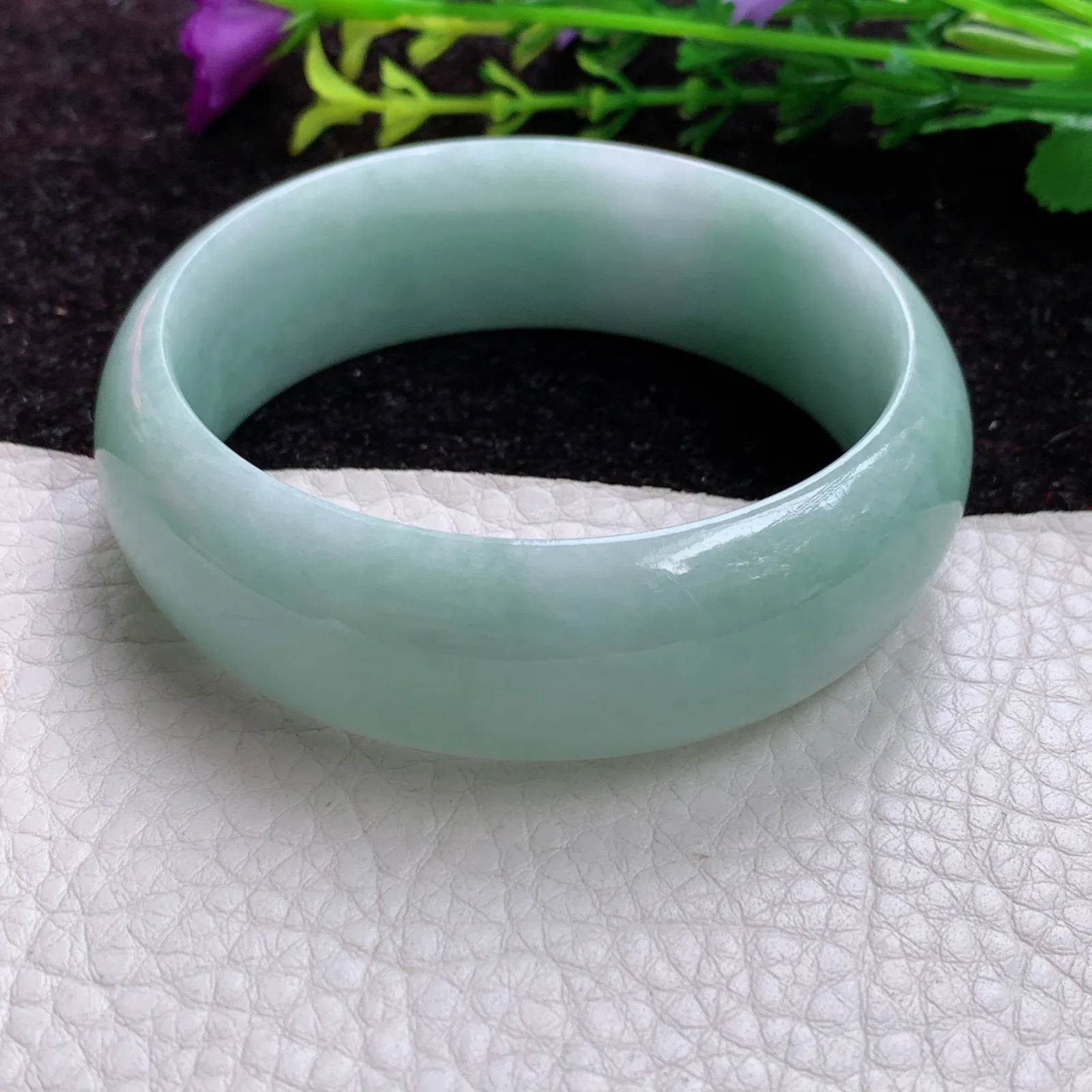 js实拍56*19.5*7.6轮胎镯 缅甸翡翠胶感清新百搭宽边玉手镯 玉手环