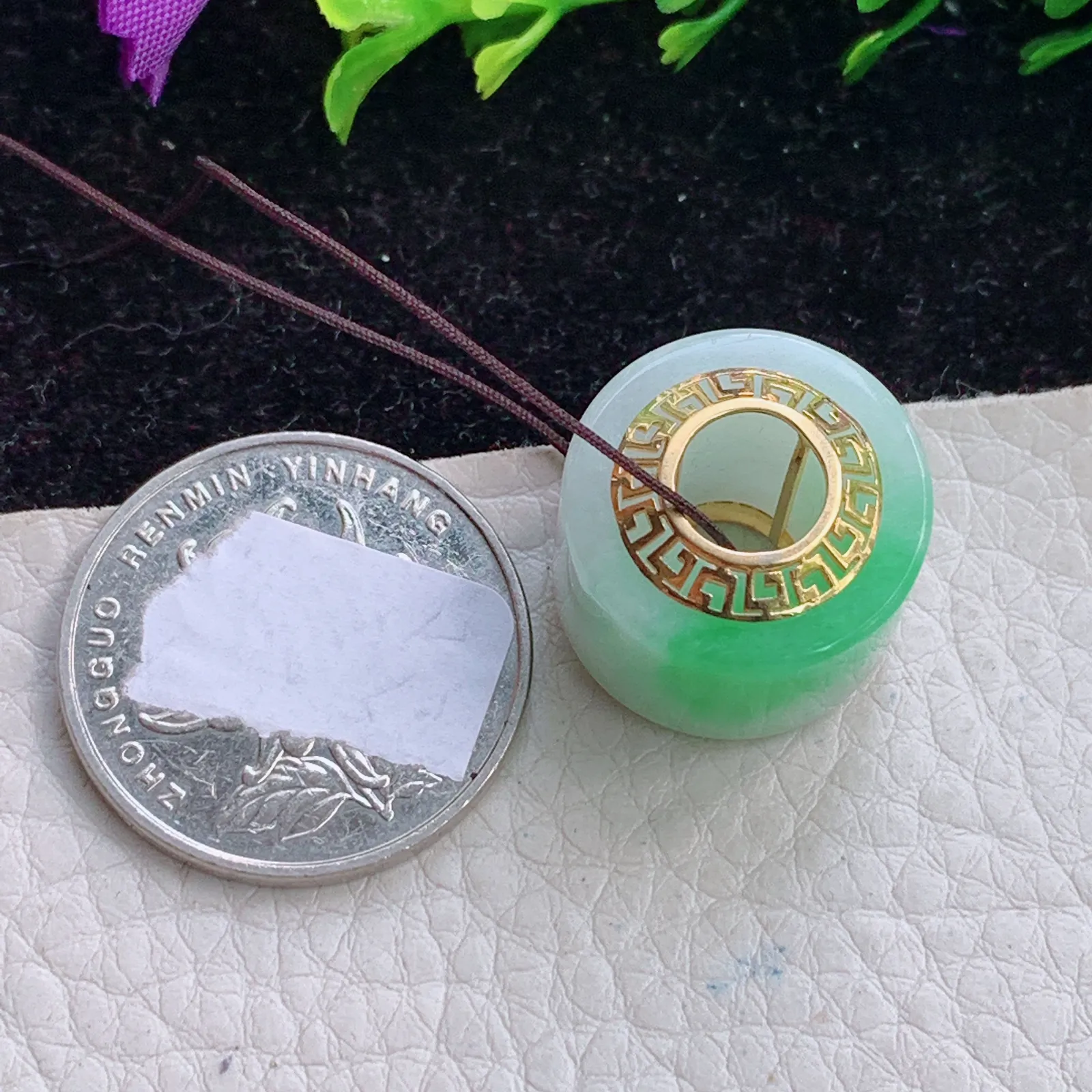 cy实拍15.6*18.5 缅甸翡翠胶感飘绿财运亨通 路路通玉坠 玉挂件 18k