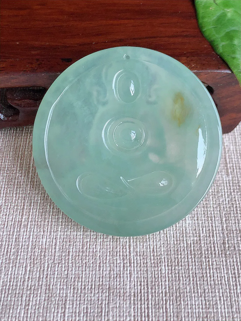 缅甸a货翡翠ddj老坑冰种飘黄翡普贤菩萨吊坠 整体47.6×6.5mm 28.00