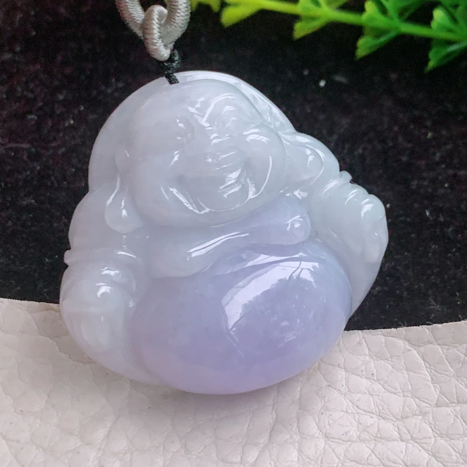 zen实拍38.6/41.9/12.3缅甸A货翡翠冰润甜美紫罗兰佛公 开心佛玉吊坠 玉项坠