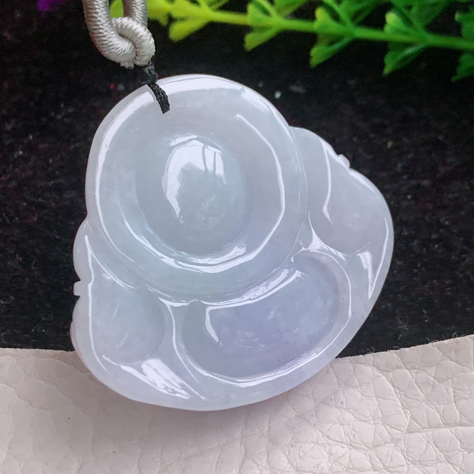 zen实拍38.6/41.9/12.3缅甸A货翡翠冰润甜美紫罗兰佛公 开心佛玉吊坠 玉项坠