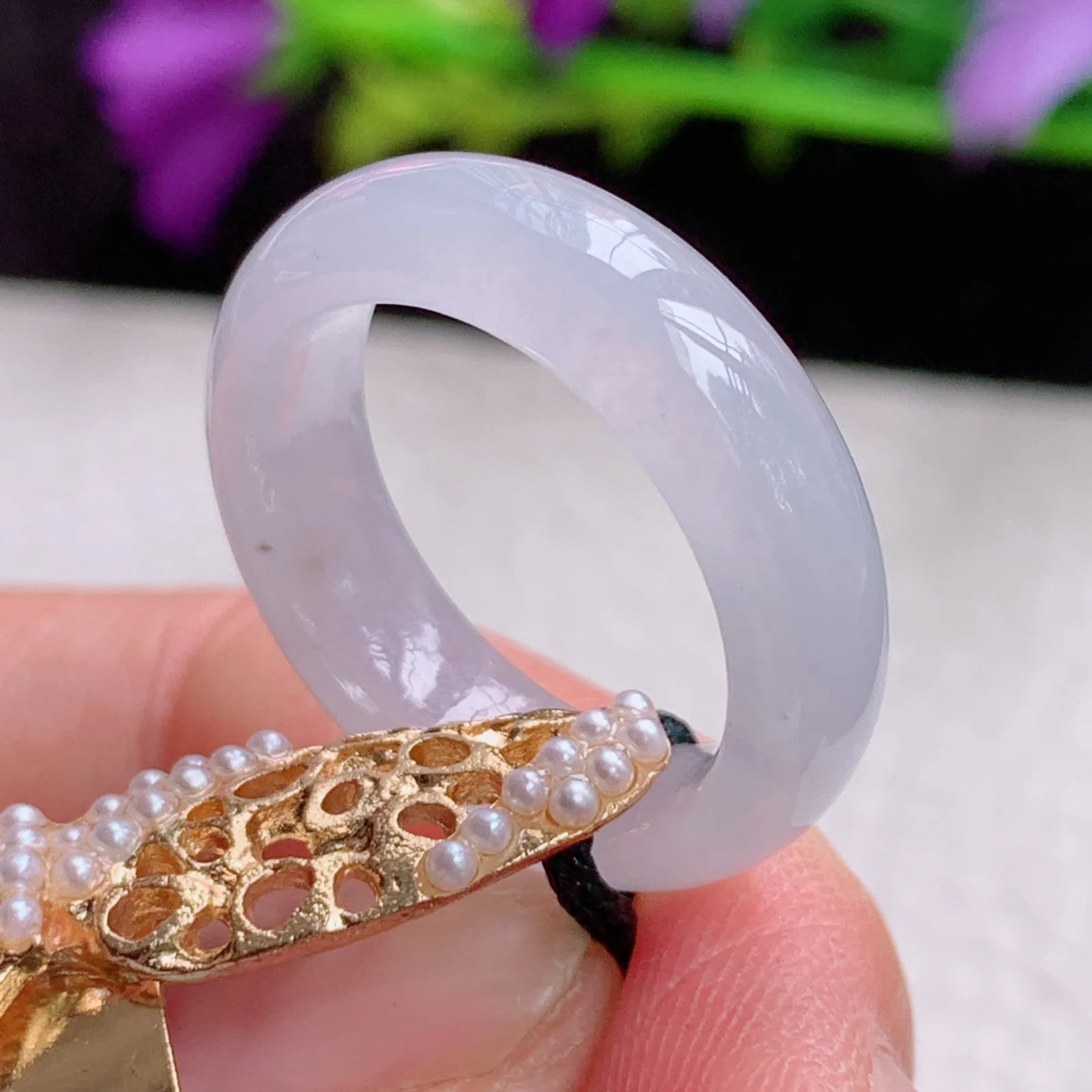 实拍sl缅甸A货翡翠纯美17mm内径翡翠戒指 玉指环17*5.9*3.5mm