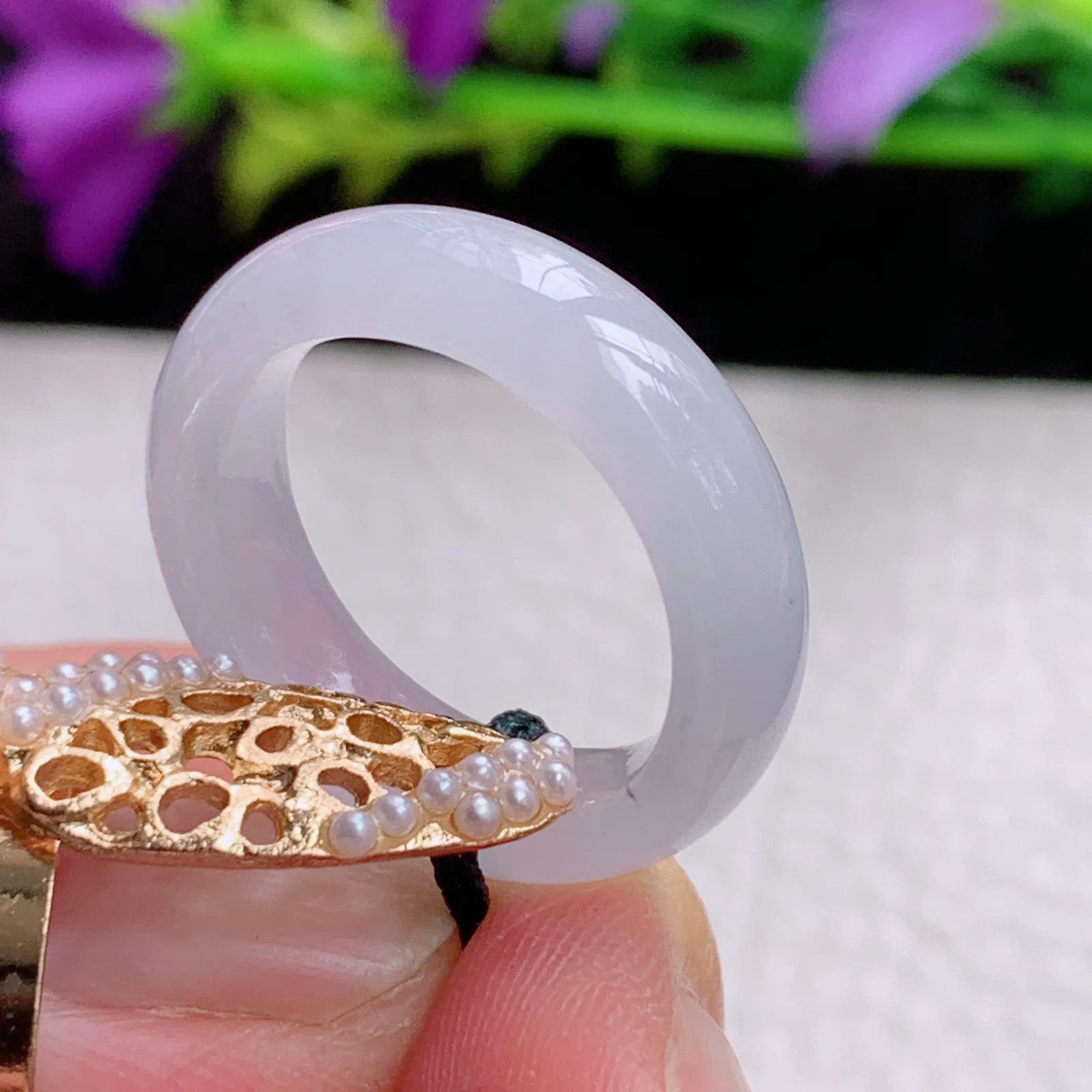 实拍sl缅甸A货翡翠纯美17mm内径翡翠戒指 玉指环17*5.9*3.5mm