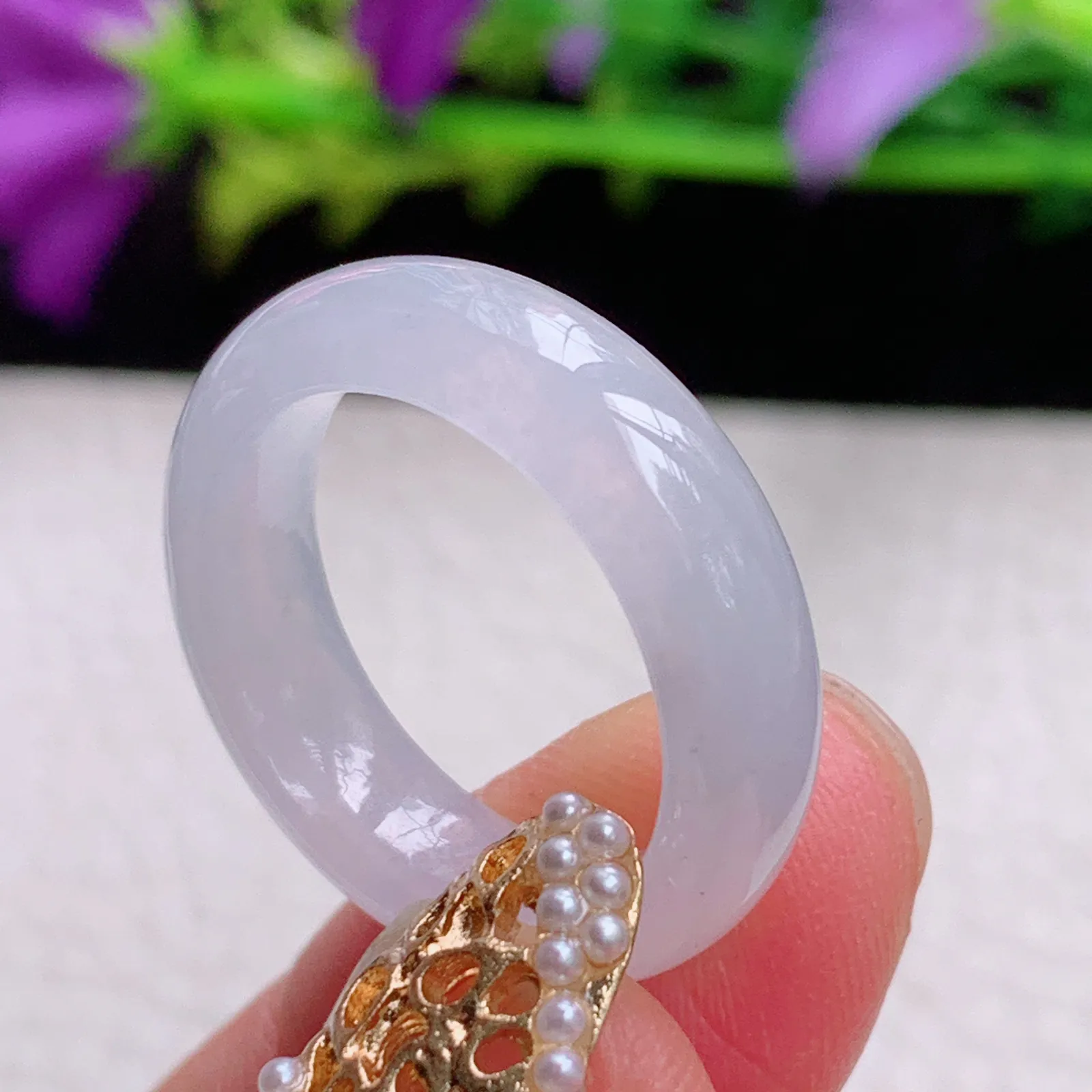 实拍sl缅甸A货翡翠纯美17mm内径翡翠戒指 玉指环17*5.9*3.5mm