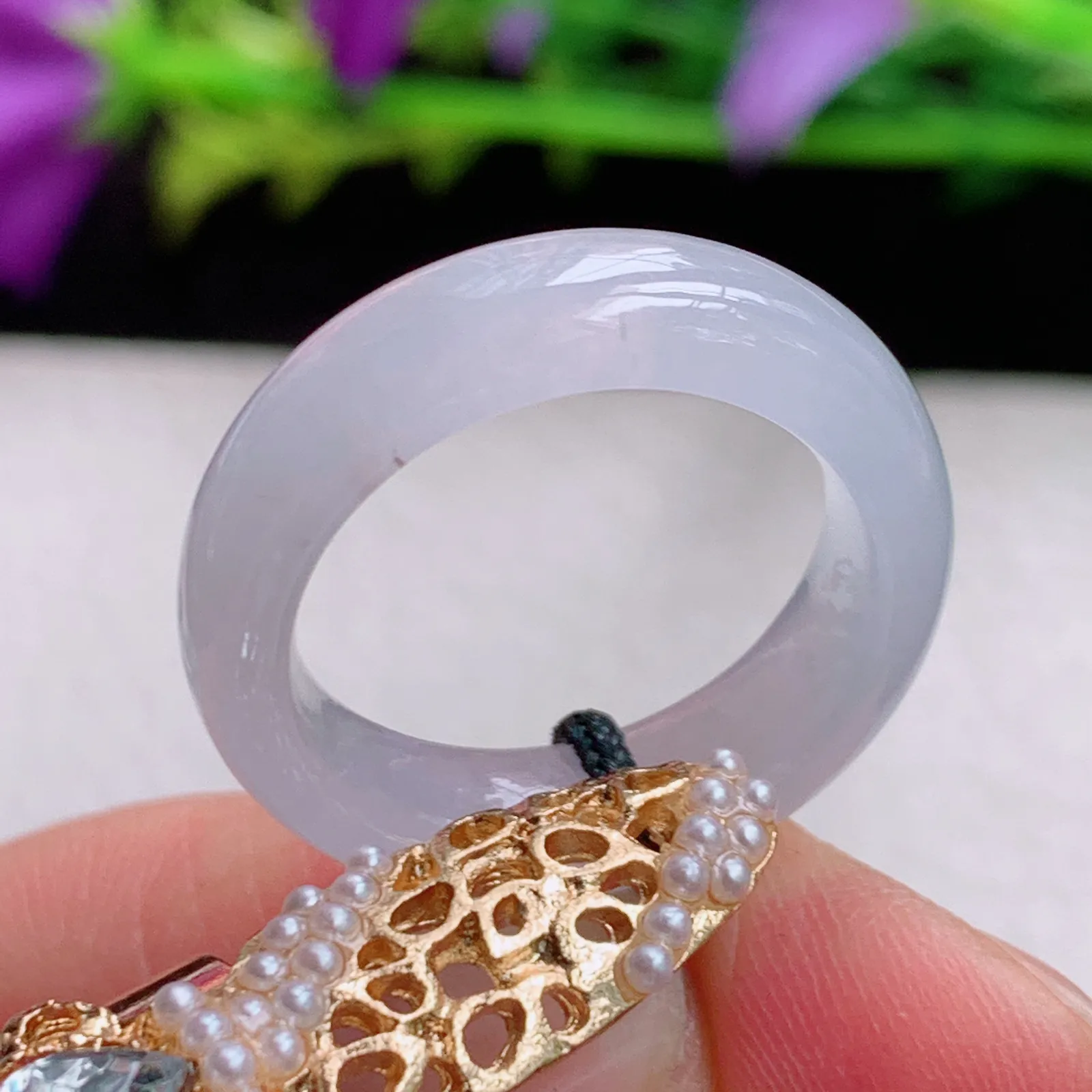 实拍sl缅甸A货翡翠纯美17mm内径翡翠戒指 玉指环17*5.9*3.5mm