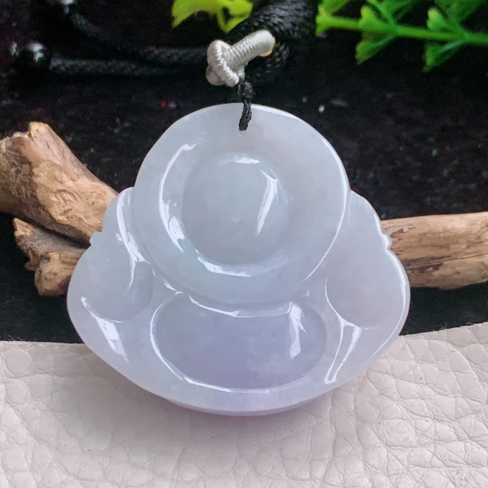 zen实拍38.6/41.9/12.3缅甸A货翡翠冰润甜美紫罗兰佛公 开心佛玉吊坠 玉项坠