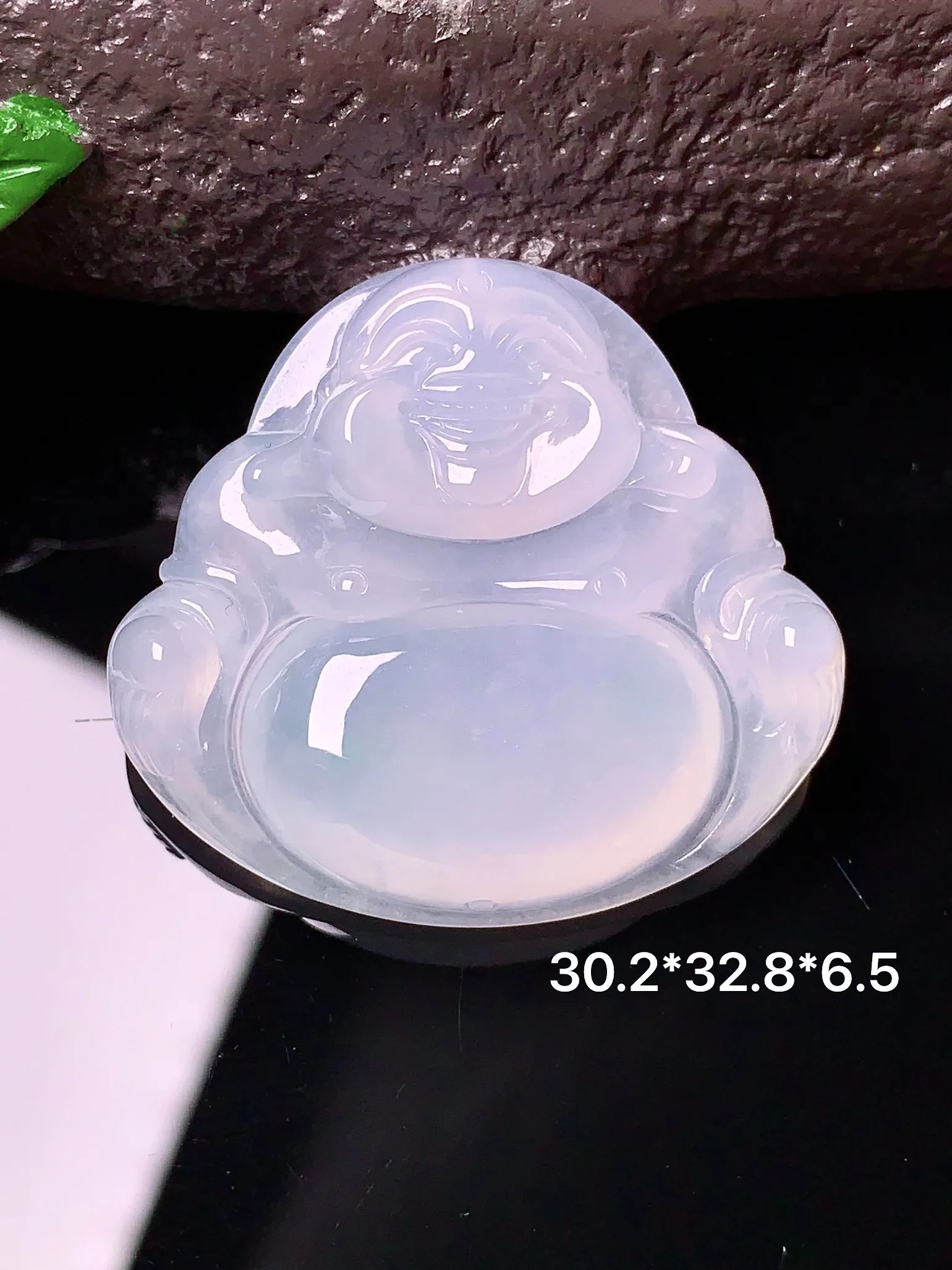 冰种佛公吊坠 玉质细腻 色泽艳丽 整体尺寸30.2*32.8*6.5
