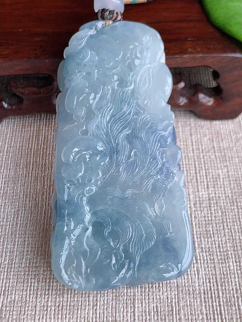 缅甸a货翡翠ddj老坑冰种紫罗兰凤凰吊坠  整体63.8×31.8×10.6mm 49.68