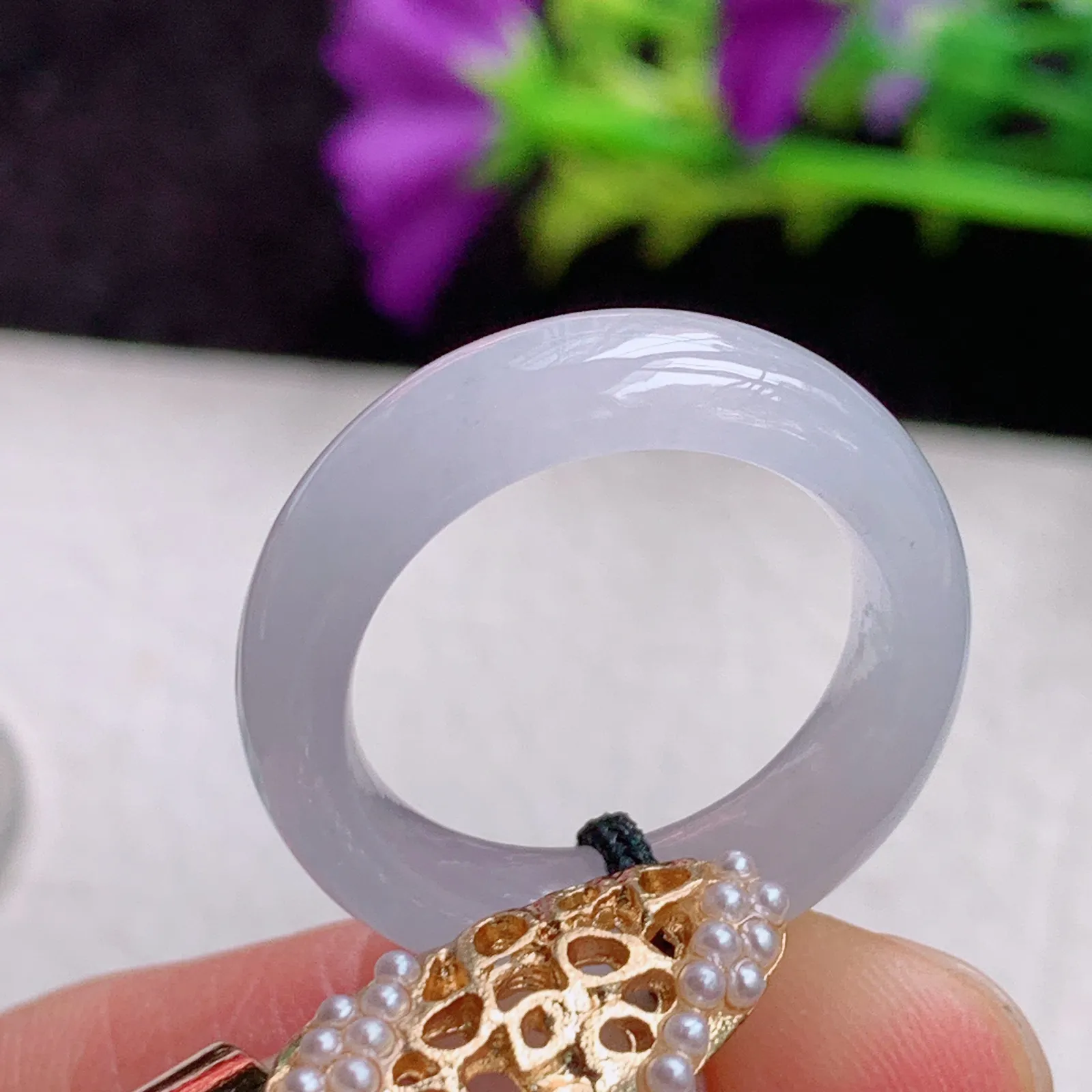 实拍sl缅甸A货翡翠纯美17mm内径翡翠戒指 玉指环17*5.9*3.5mm