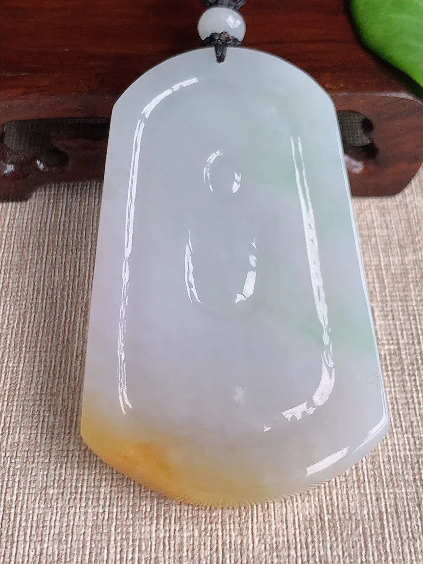 缅甸a货翡翠ddj老坑冰种黄加绿双彩阿弥陀佛吊坠 整体72.6×44×9.2mm 58.30