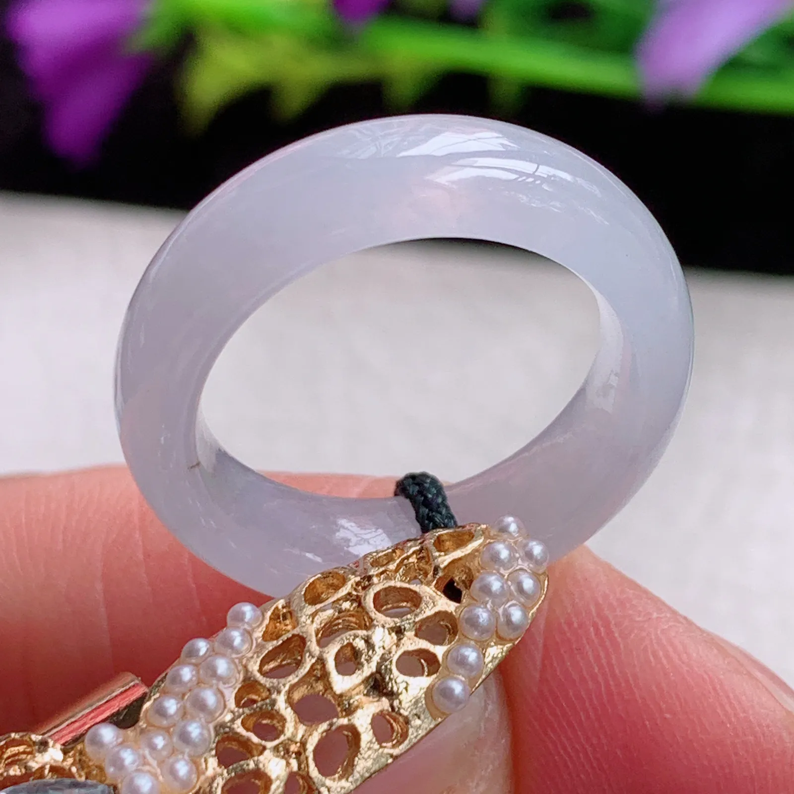 实拍sl缅甸A货翡翠纯美17mm内径翡翠戒指 玉指环17*5.9*3.5mm
