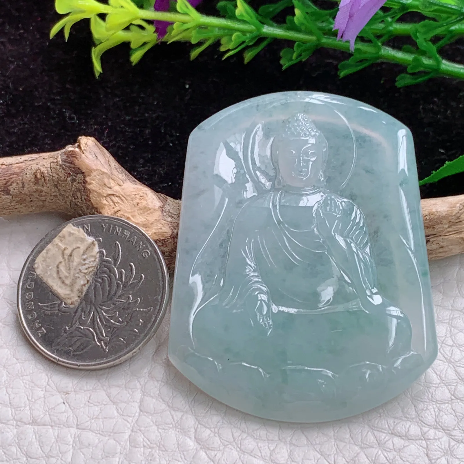 lz实拍53.4*41.3*5.2缅甸A货翡翠晴美阿弥托佛吊坠 翡翠佛祖玉坠