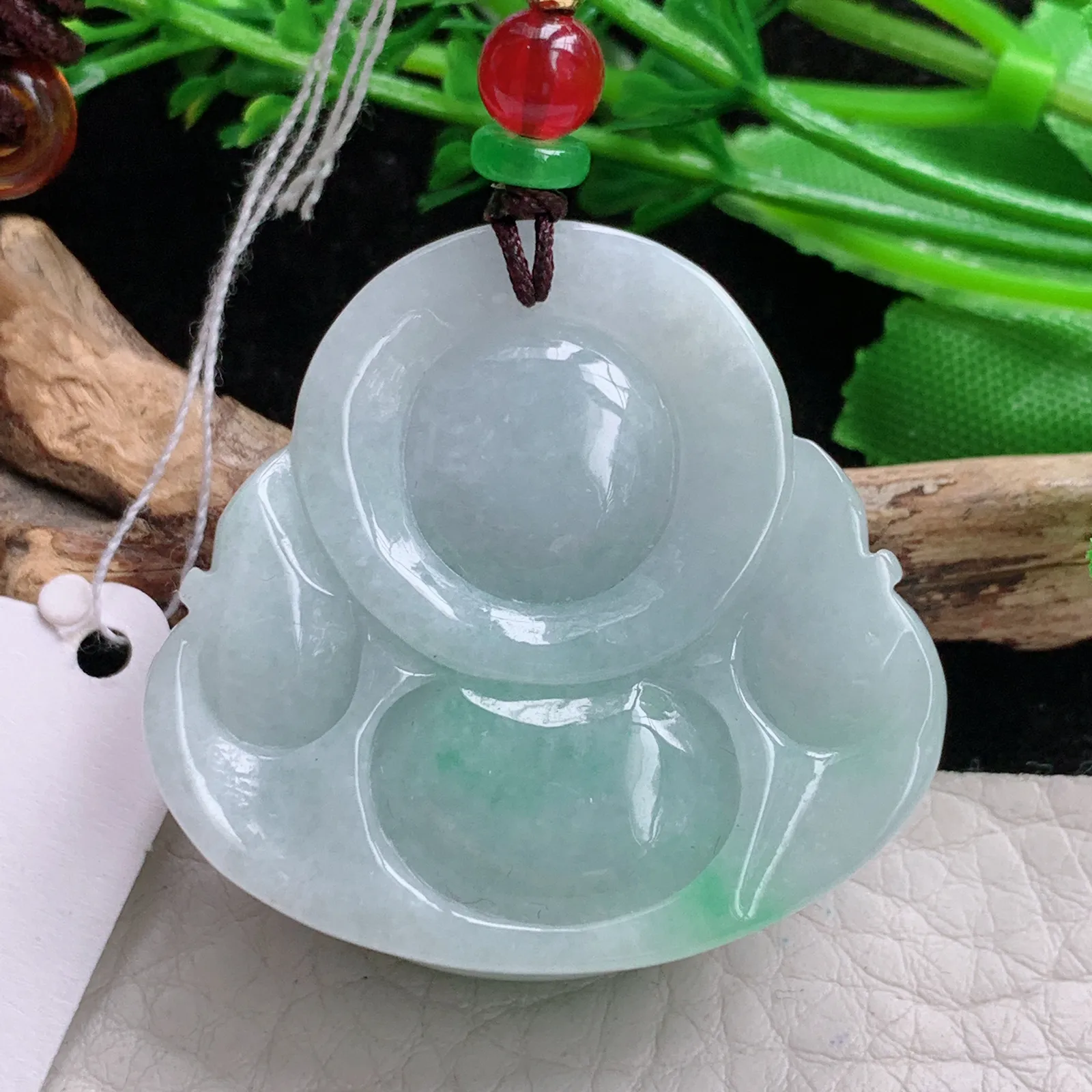 zen实拍35.8*38*13.7缅甸A货翡翠飘绿开心佛 翡翠玉佛玉挂件 玉吊坠