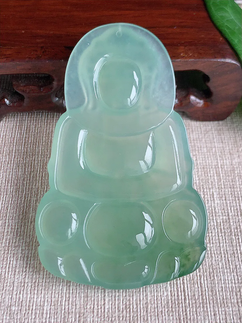缅甸a货翡翠ddj老坑冰种晴水大正装观音吊坠 整体69.3×42×6mm 30.70