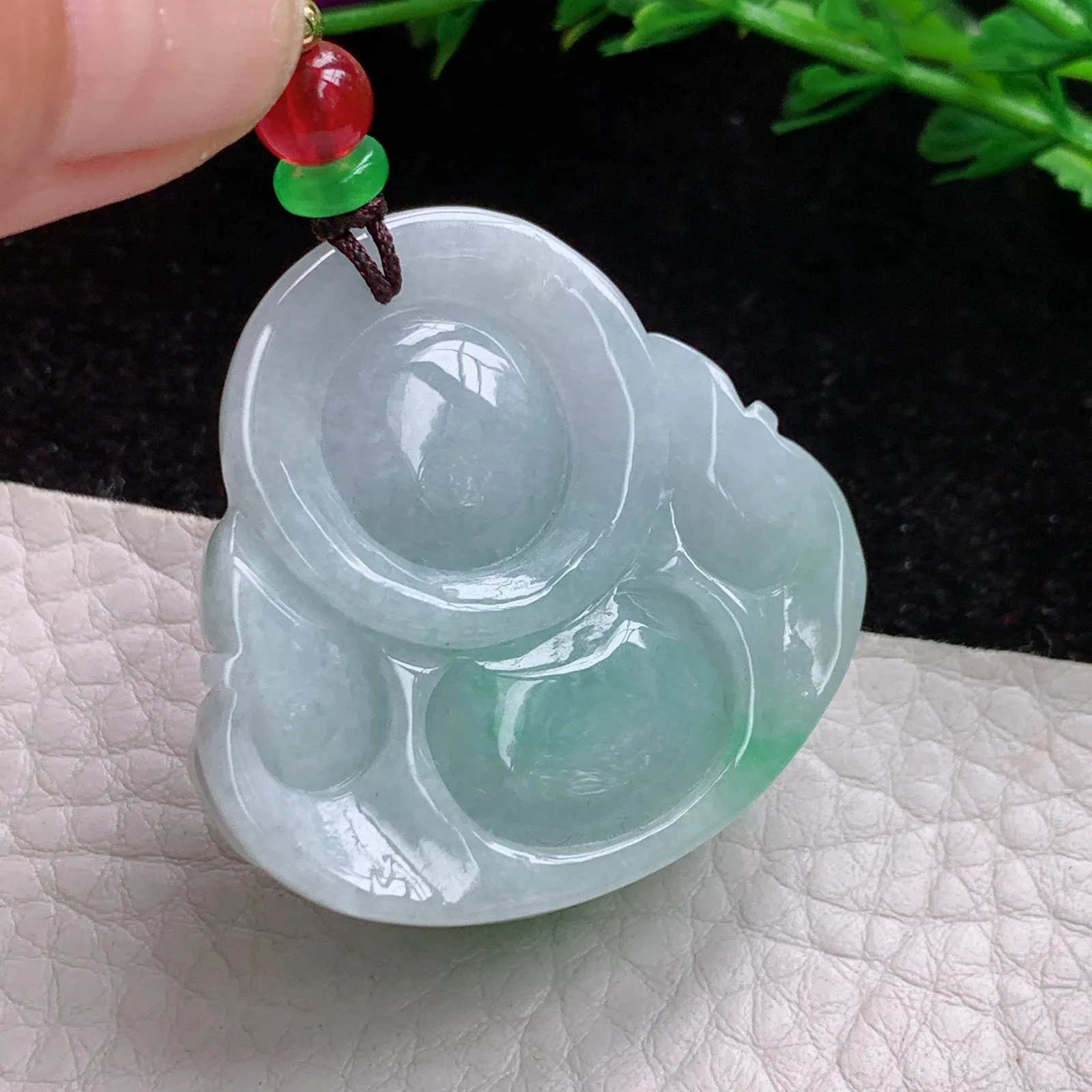 zen实拍35.8*38*13.7缅甸A货翡翠飘绿开心佛 翡翠玉佛玉挂件 玉吊坠