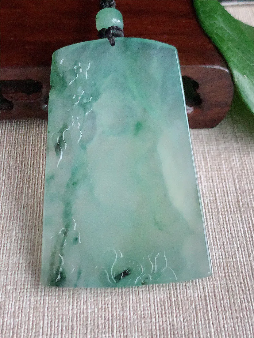 缅甸a货翡翠ddj老坑冰种飘花普贤菩萨吊坠 整体66.2×41.4×5.2mm 41.20