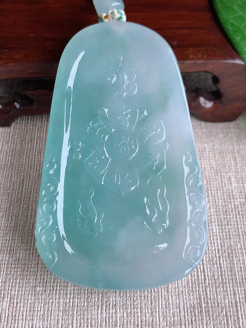 缅甸a货翡翠ddj老坑冰种晴水普贤菩萨吊坠 整体67.8×41×11.4mm 68.38