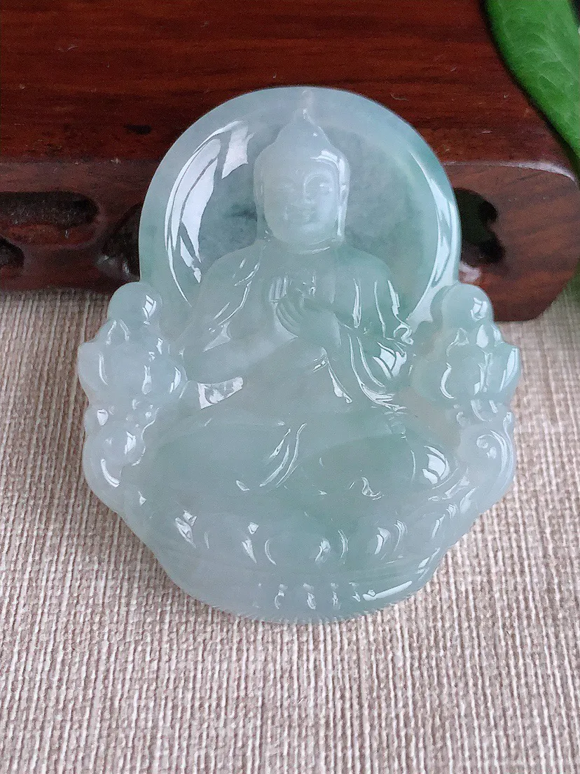 缅甸a货翡翠ddj老坑冰种晴水大日如来吊坠 整体55.5×45×6mm 28.17