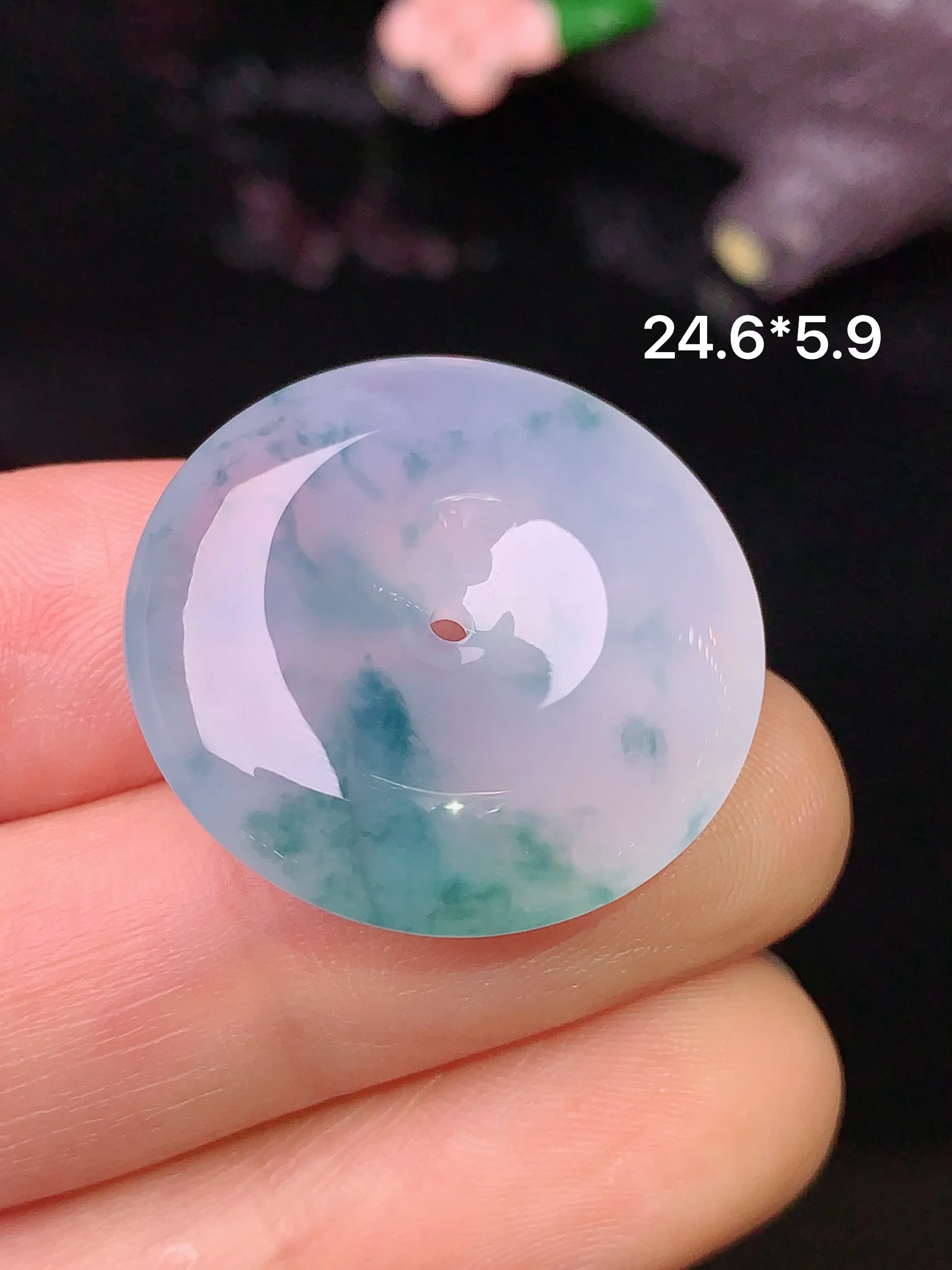 冰种平安扣吊坠 玉质细腻 色泽艳丽 整体尺寸24.6*5.9