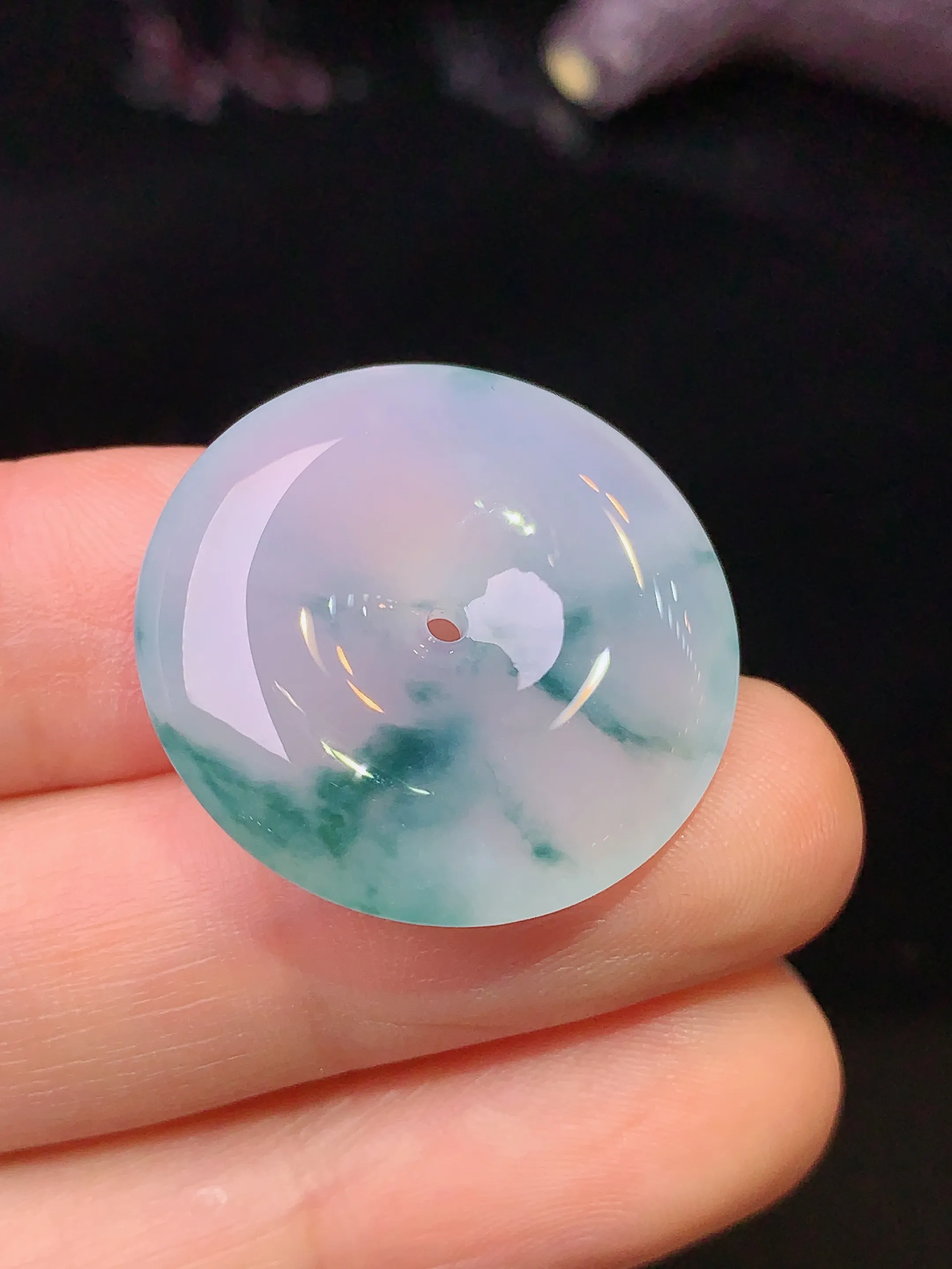 冰种平安扣吊坠 玉质细腻 色泽艳丽 整体尺寸24.6*5.9