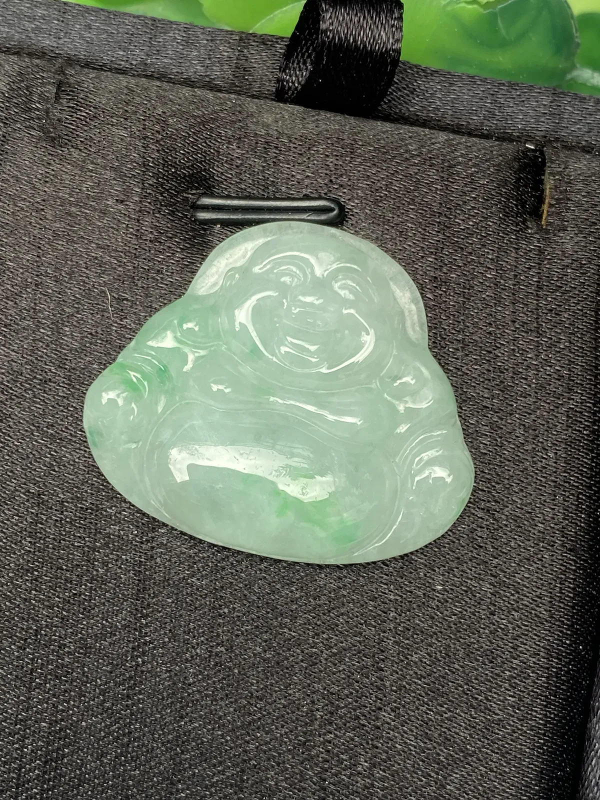 推荐【飘绿佛公】水润，淡绿底飘阳绿，肚里藏金，27*32*6