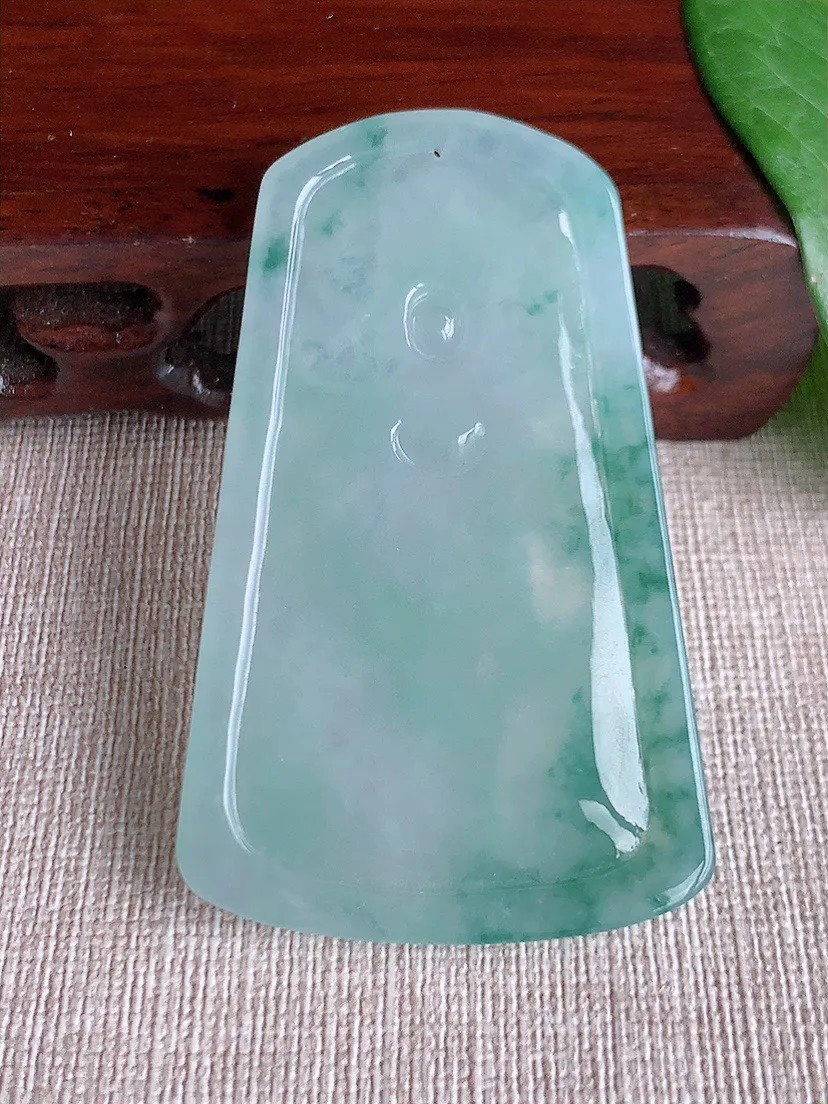 缅甸a货翡翠ddj老坑冰种飘花不动明王吊坠 整体63.4×38.5×5.3mm 26.58