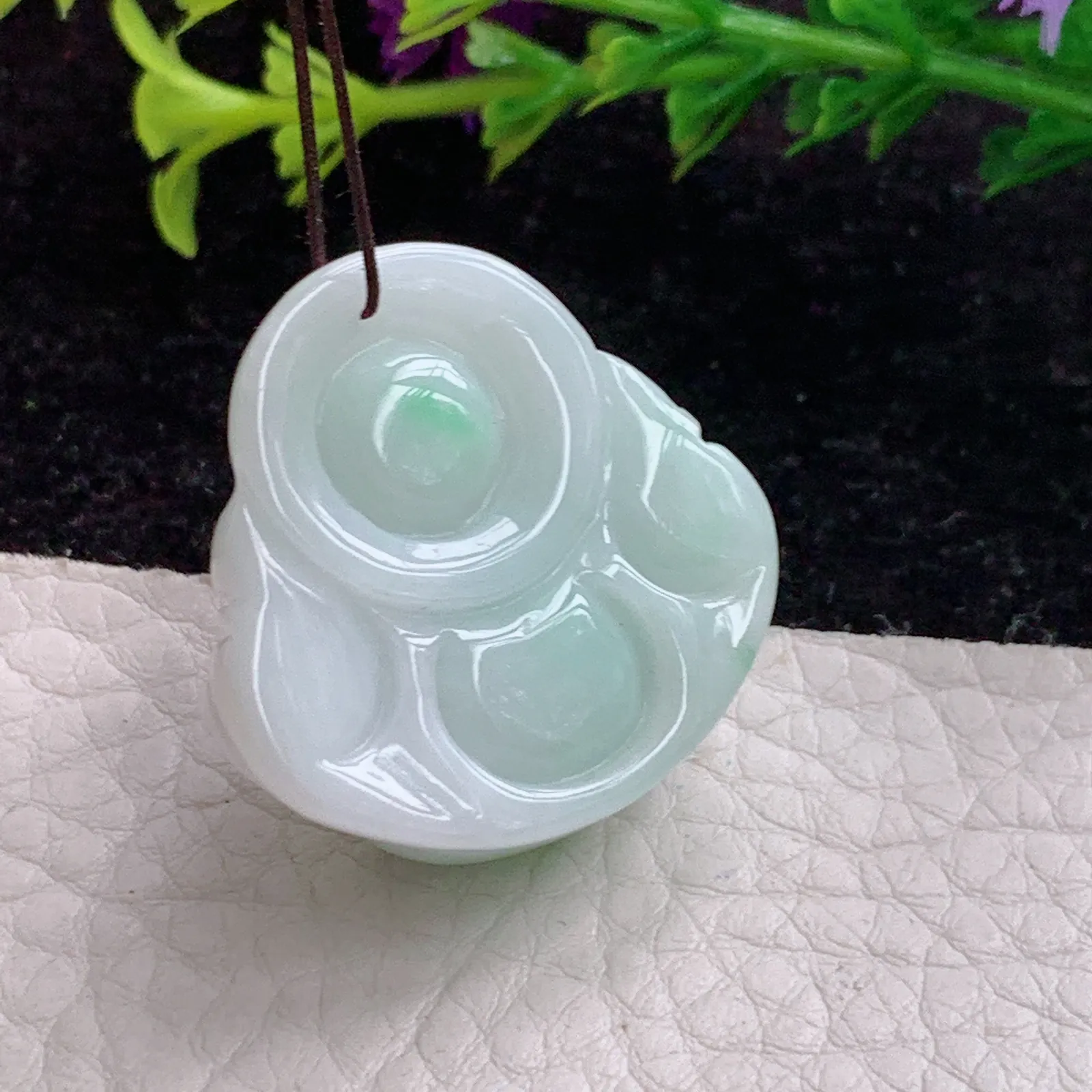 zen实拍31*31.5*12缅甸A货翡翠飘绿开心佛 翡翠玉佛玉挂件 锁骨坠